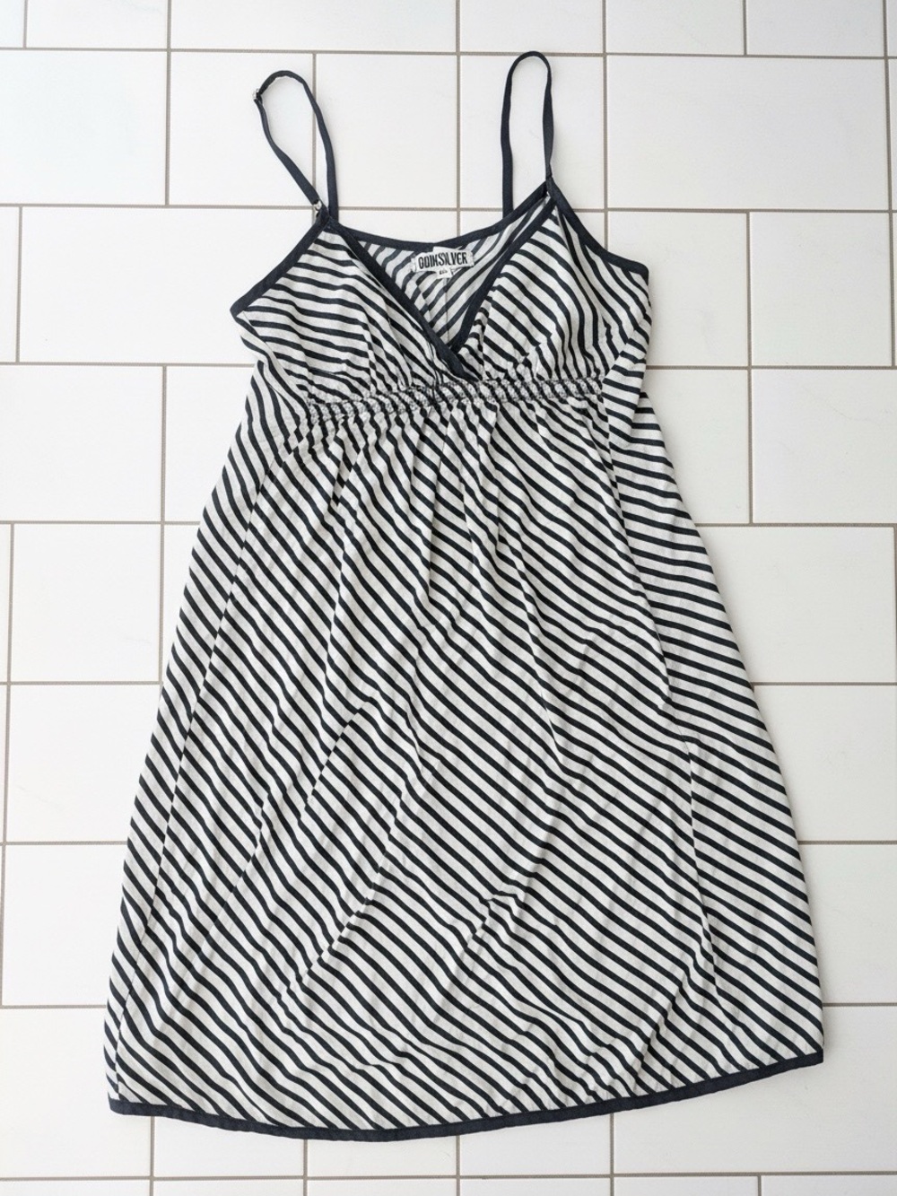 Quiksilver 100% Silk Black and White Striped Summer Dress